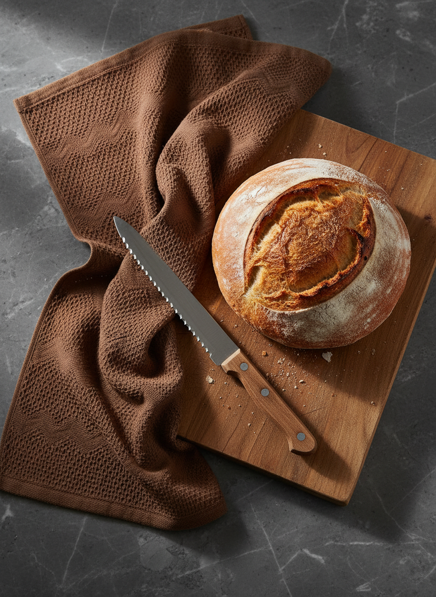 Набор кухонных полотенец 30×50см 3 шт — вафельные полотенца для кухни хлопок коричневый