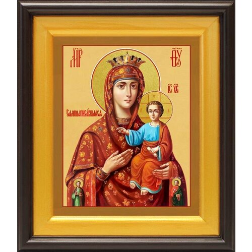 Икона Божией Матери Самонаписавшаяся, в широком киоте 21,5*25 см донская икона божией матери в широком киоте 21 5 25 см