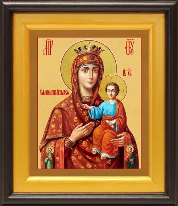 Икона Божией Матери "Самонаписавшаяся", в широком киоте 21,5*25 см