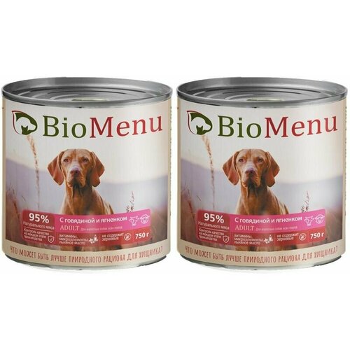 BioMenu, консервированный корм для собак с Говядиной и ягненком, 750г. - 2 шт.
