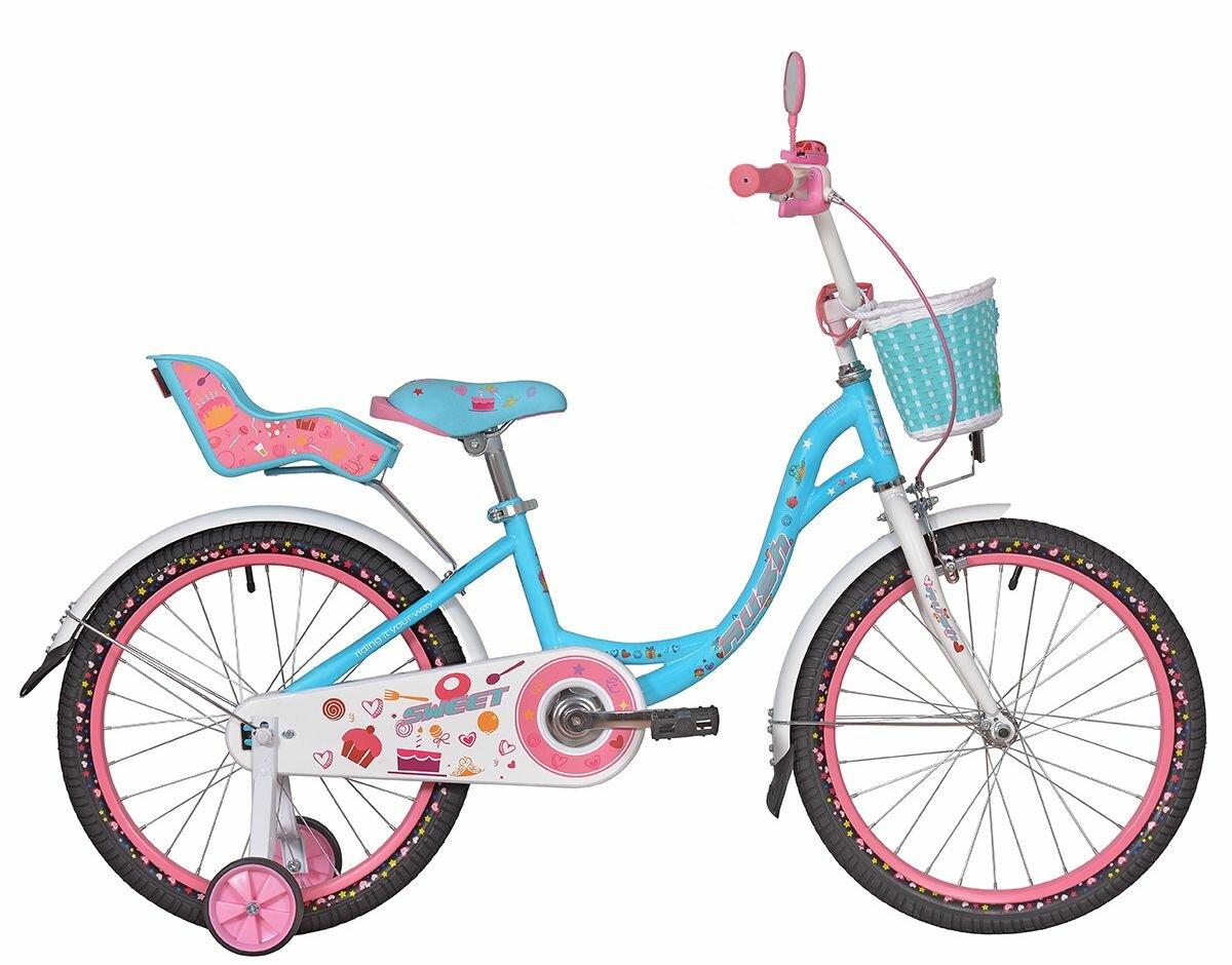 Велосипед двухколесный детский 20" дюймов RUSH HOUR SWEET рост 120-135 см для девочки розовый. 6 лет, 7 лет, 8 лет, для дошкольников, велосипед для школьников, велик детский, с багажником, с корзиной.