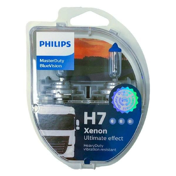 Лампа автомобильная галогенная Philips MasterDuty BlueVision 13972MDBV2 (13972MDBVS2) H7 24V 70W PX26d 4000K 2 шт.