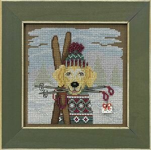 Набор для вышивания крестом и бисером "Собачка-лыжник", 13х13 см, MH14-2234, MILL-HILL