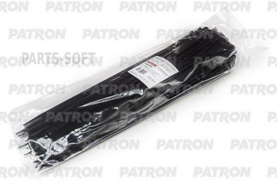PATRON P48350B Комплект пластиковых хомутов 4.8 х 350 мм, 100 шт, нейлон, черные