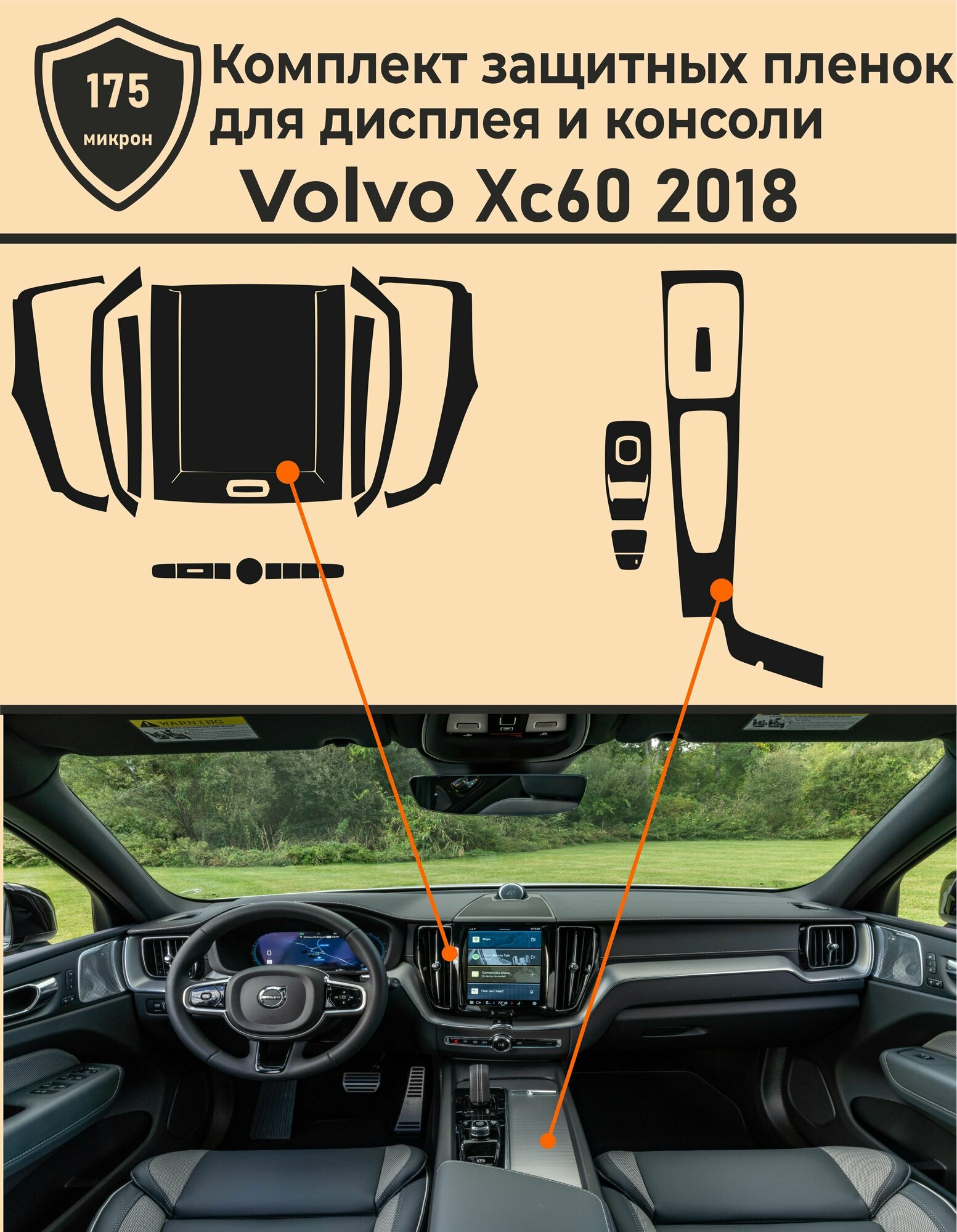 Volvo XC60/Комплект Защитных пленок для дисплея ГУ и Консоли