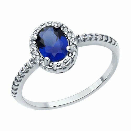 фото Кольцо sokolov, серебро, 925 проба, родирование, корунд синтетический, фианит, размер 18