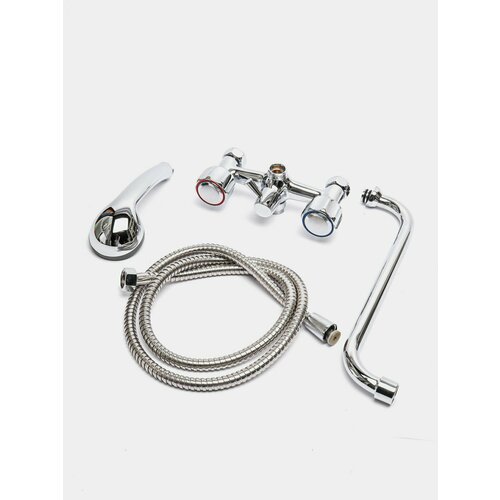 Смеситель для ванны с душем двухвентильный круглый излив 30 см Цвет Серебряный 5997₽