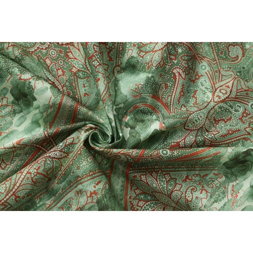 Ткань зеленый сатин с узором