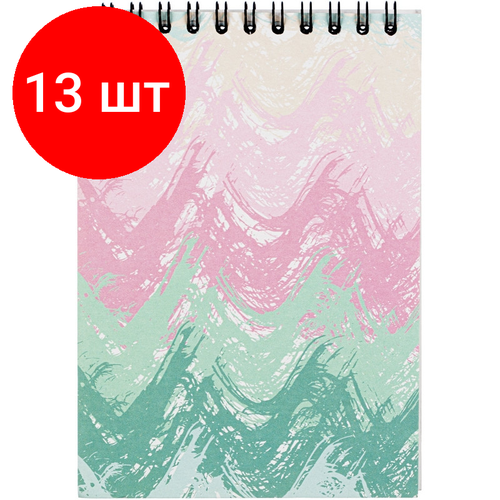 Комплект 13 штук, Блокнот А6.60л, кл, греб. верх, обл. мат. лам. Attache Selection Pastel Волны бизнес тетрадь а5 80л кл гр обл мат лам attache selection pastel