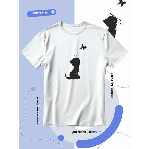 Футболка SMAIL-P черный котенок и бабочка, размер XXS, белый мужская футболка бабочка природа m черный