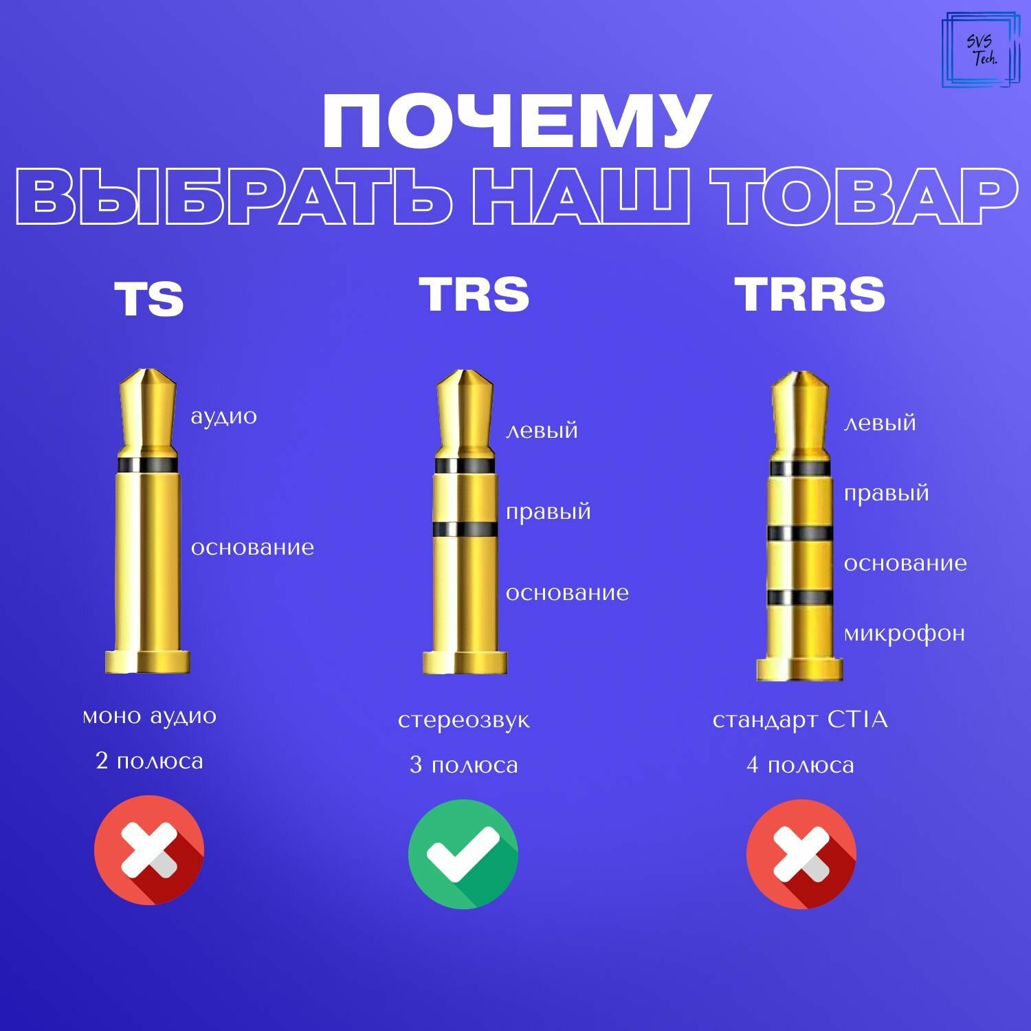 Переходник / Адаптер AUX Jack 3.5 мм (мама) на Jack 6.3 мм (папа) — фото 1