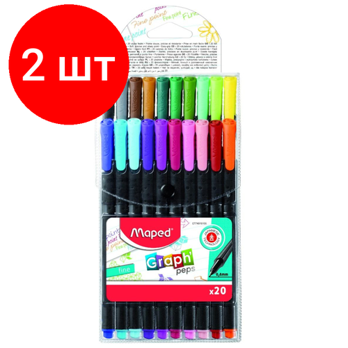 Комплект 2 наб, Линер Maped GRAPH PEP'S 0.4мм трехгранный корпус,20цв/наб,749151