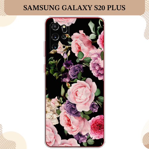 Силиконовый чехол Пионы на черном на Samsung Galaxy S20 Plus / Самсунг Галакси S20 Плюс