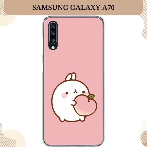Силиконовый чехол Кролик с персиком на Samsung Galaxy A70 / Самсунг Галакси A70