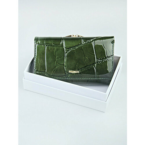 фото Кошелек lotoc ryzenbaks premium, фактура лаковая, зеленый