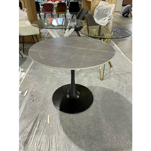 Стол круглый керамогранит ARSCOMGROUP на одной ножке серый 90см 19890₽