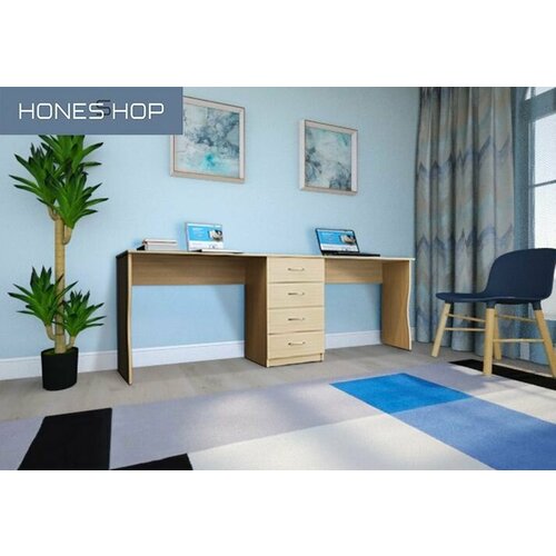 Письменный стол для двоих детей Арика ЛДСП клён 170х60х75 18836₽