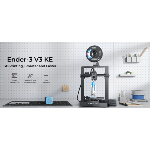 3D принтер Creality Ender-3 V3 KE, размер печати 220x220x250mm, FDM, PLA/ABS/TPU(95A)/PETG/ASA, max 500 мм/с, датчик CR Touch (автоматическое выравнивание стола), Enternet, USB, Creality cloud APP (набор для сборки) стекло для 3d принтера 235х235 4мм бронза матовая стеклянный стол для печати пластина на 3д принтер коврик creality ender 3 pro 3x 3 v2