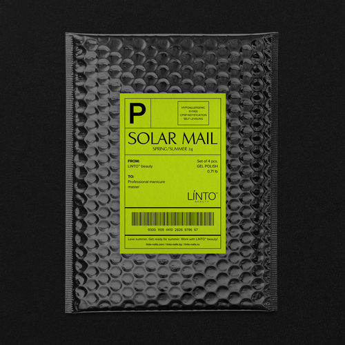 Коллекционный набор из 4х гель-лаков в бренд-пакете SOLAR MAIL LiNTO, гипоаллергенный, без резкого запаха, 40 ml / гель лаки для маникюра