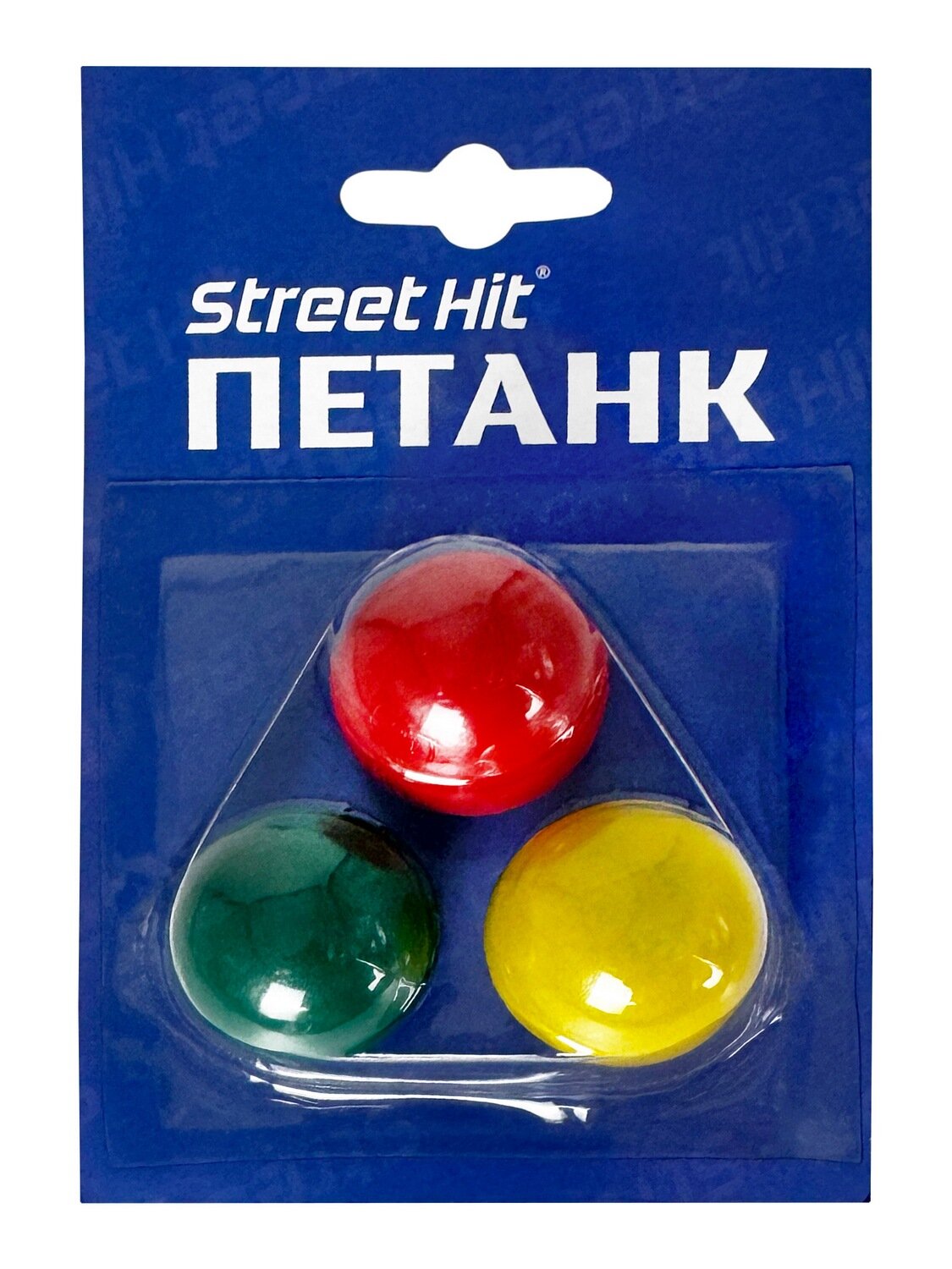 Цветные шары-кошонеты для петанка Street Hit, набор из 3 шт, дерево