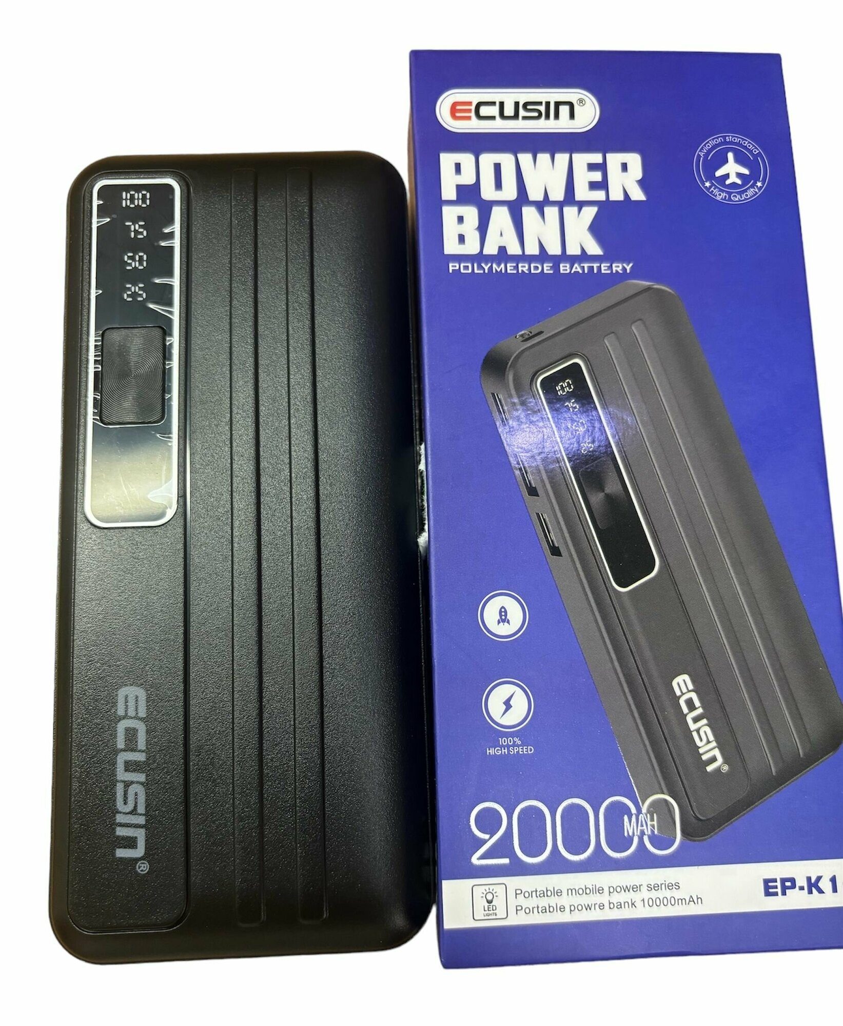 Повербанк 20000 мАч / Power Bank 20000 mAh / Внешний аккумулятор Ecusin EP-K14