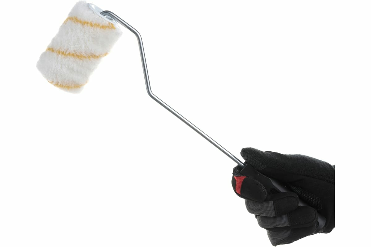 фото Валик для краски Полиамид Белый с желт пол. в сборе 100мм, d42, ворс 12мм