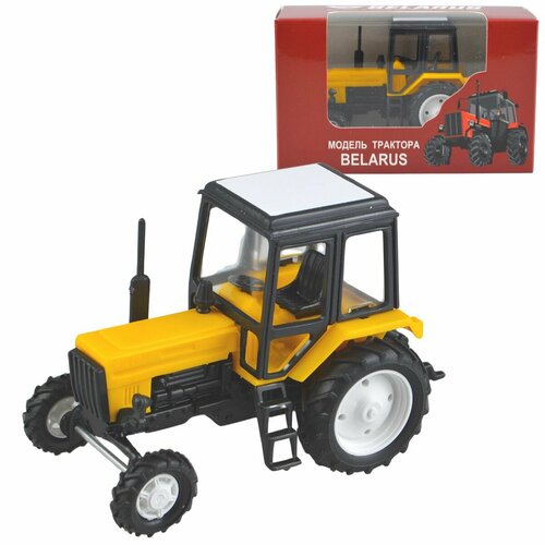 Машинка масштабная модель Трактор МТЗ-82 пластик-металл. желтый трактор мтз 7 масштаб 1 43 автолегенды ссср коллекционная
