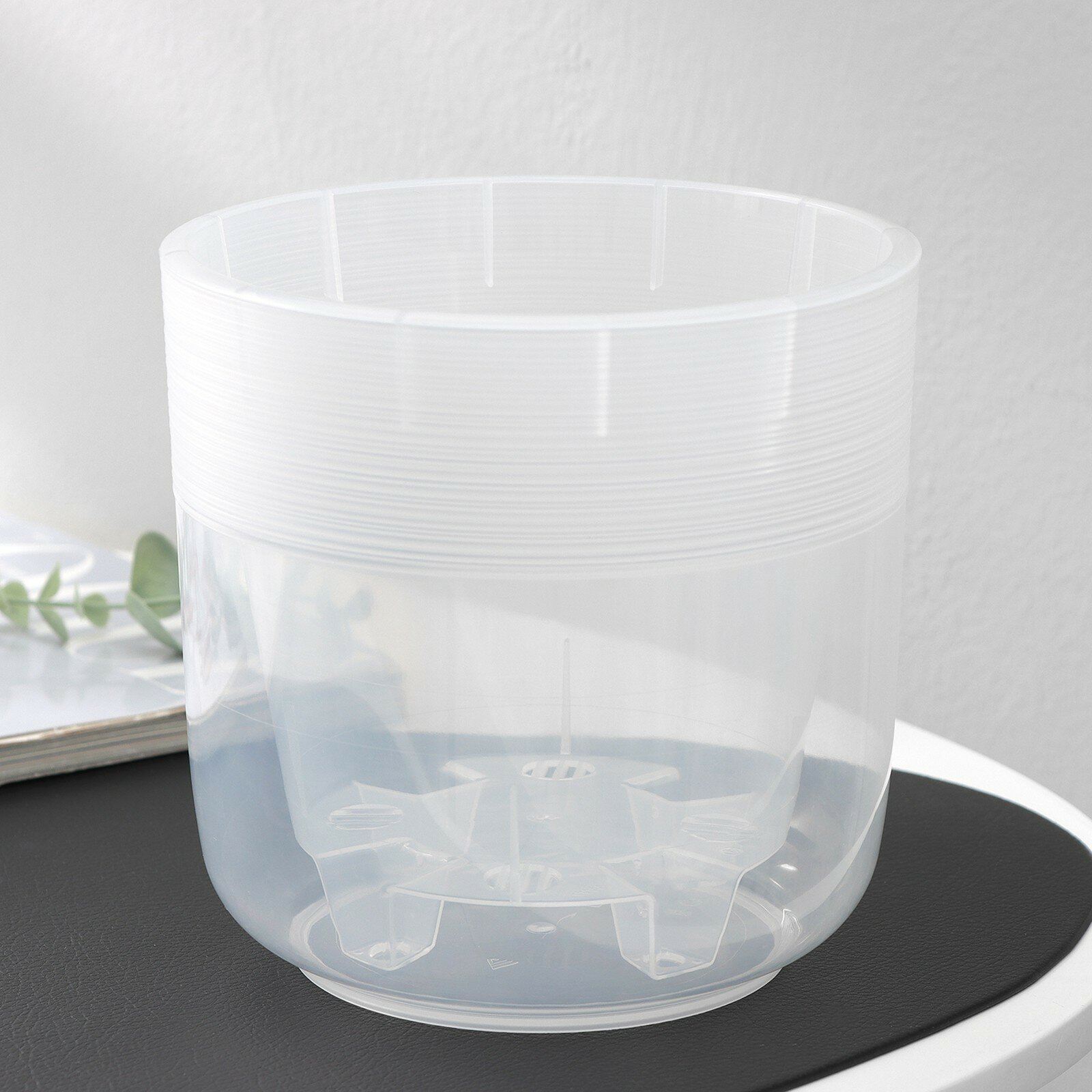 Кашпо для цветов со вставкой «Линель» 27 л d=16 см h=16 см прозрачное