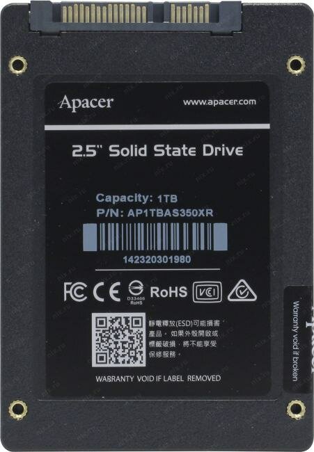 Накопитель SSD 2.5'' Apacer Panther AS350X 1TB SATA 6Gb/s 3D TLC 560/540MB/s IOPS 93K/80K MTBF 1.5M - фото №14