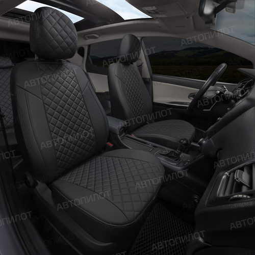 фото Чехлы автопилот для hyundai sonata (dn8) с 19г. экокожа, ромб, черный, черный. autopilot