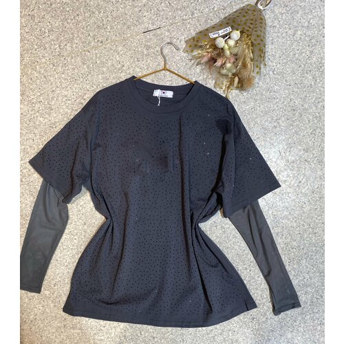 фото Лонгслив размер оверсайз, серый южная корея