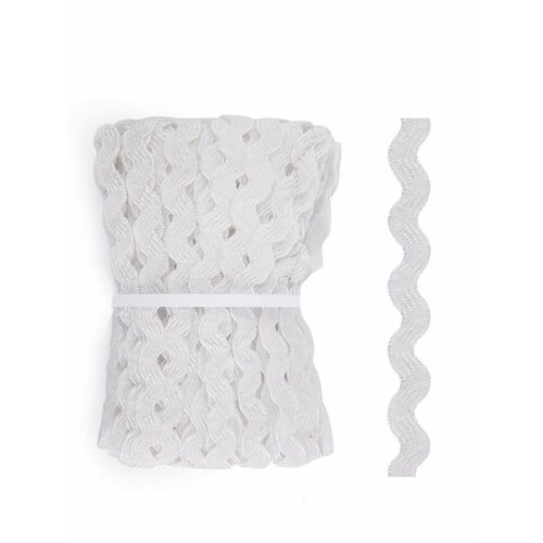 Тесьма декоративная ЗИГ-ЗАГ цвет - Белый 5 мм 20 м 377₽