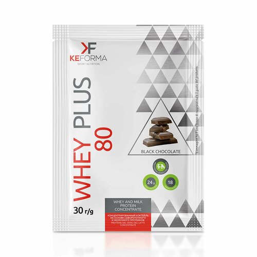 WHEY PLUS 80 (темный шоколад), протеиновый коктейль, 480 г - Keforma