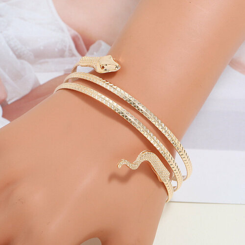 Жесткий браслет, размер L, диаметр 7 см, золотистый браслет браслет женский браслет жемчуг