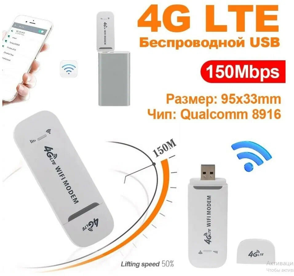 Модем роутер 4G LTE / USB модем, с раздачей интернета на любые устройства, 150Мбит.