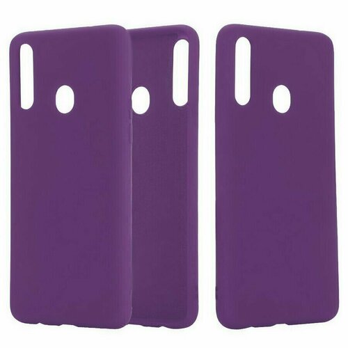 Силиконовая накладка без логотипа Silky soft-touch для Samsung A20S фиолетовый