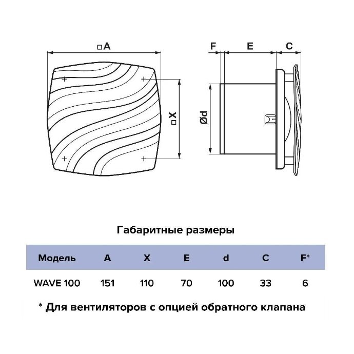 Вентилятор вытяжной ERA с обратным клапаном Wave 100 C - фотография № 7