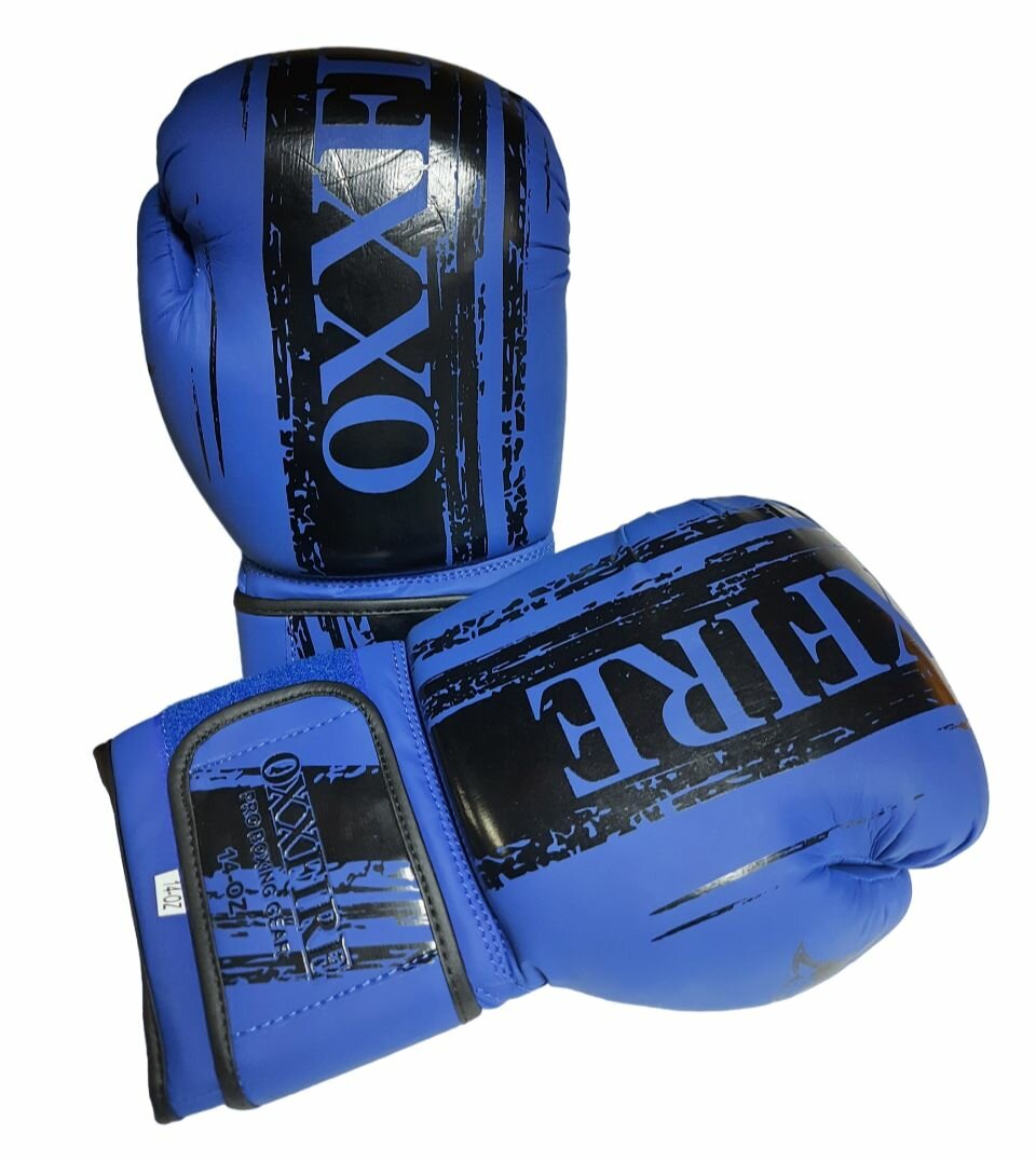 Спортивные боксерские перчатки "OXXFIRE Muay Thai PRO, PVC" - 10oz / кожзам / синие