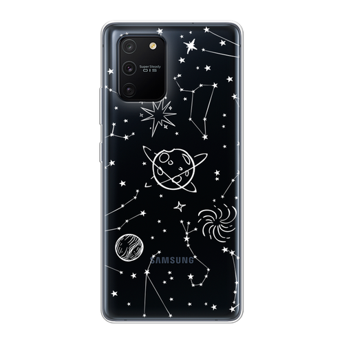 Силиконовый чехол на Samsung Galaxy S10 Lite/A91 / Самсунг S10 Lite/Самсунг A91 Планеты в космосе, прозрачный