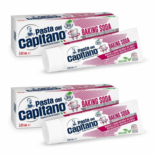 Зубная паста Pasta del Capitano Baking Soda Для деликатного отбеливания с содой 100 мл 2шт 8002140139710/набор