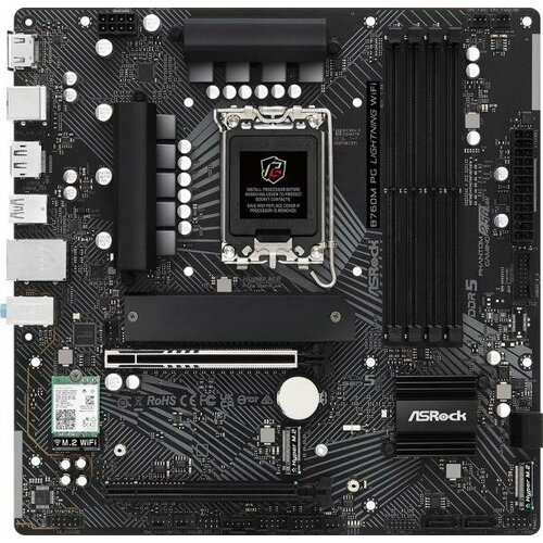 Материнская плата Asrock B760M PG LIGHTNING WIFI Soc-1700 Intel B760 4xDDR5 mATX AC97 8ch71 25Gg RAIDHDMIDP 1953200₽