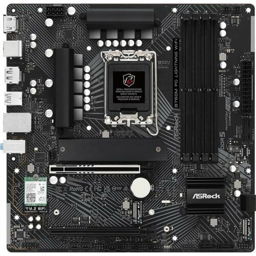 Материнская плата Asrock B760M PG LIGHTNING WIFI Soc-1700 Intel B760 4xDDR5 mATX AC`97 8ch(7.1) 2.5Gg RAID+HDMI+DP материнская плата asus rog strix b760 f gaming wifi soc 1700 intel b760 4xddr5 atx ac 97 8ch 7 1 2 5gg raid hdmi dp