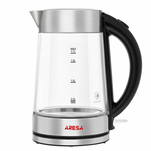 Чайник Aresa AR-3472 1.7 л, 1850Вт-2200Вт, стекло, STRIX