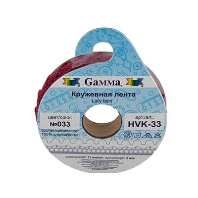 Gamma' кружевная лента HVK-33 11 мм 3 м цвет №040 синий