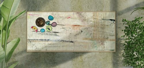 Изображение товара Магнитная настенная доска АртБорд "Холст художника", 75х34, полимерная для хранения магнитов, с горизонтальным и вертикальным креплением, для дома и офиса, в тонком алюминиевом багете