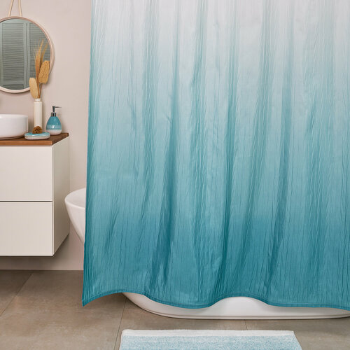 Занавеска (штора) Sukhona для ванной комнаты тканевая 180х200 см, цвет голубой
