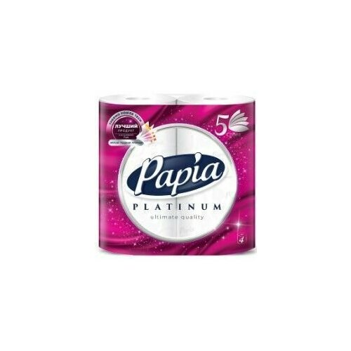 Papia Туалетная бумага Platinum, белая, пятислойная, 4 шт