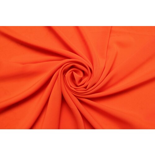 Ткань Шифон-стрейч синтетический яркий тёмно-оранжевый, ш146см, 0,5 м