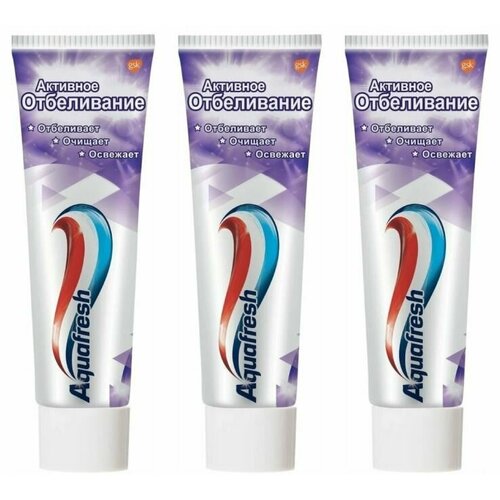 Aquafresh Зубная паста Активное отбеливание, 100 мл, 3 шт зубная паста vivax профилактика активное очищение
