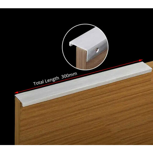 300 мм Скрытая ручка для шкафов и ящиков/ Серебрянный цвет серебристый